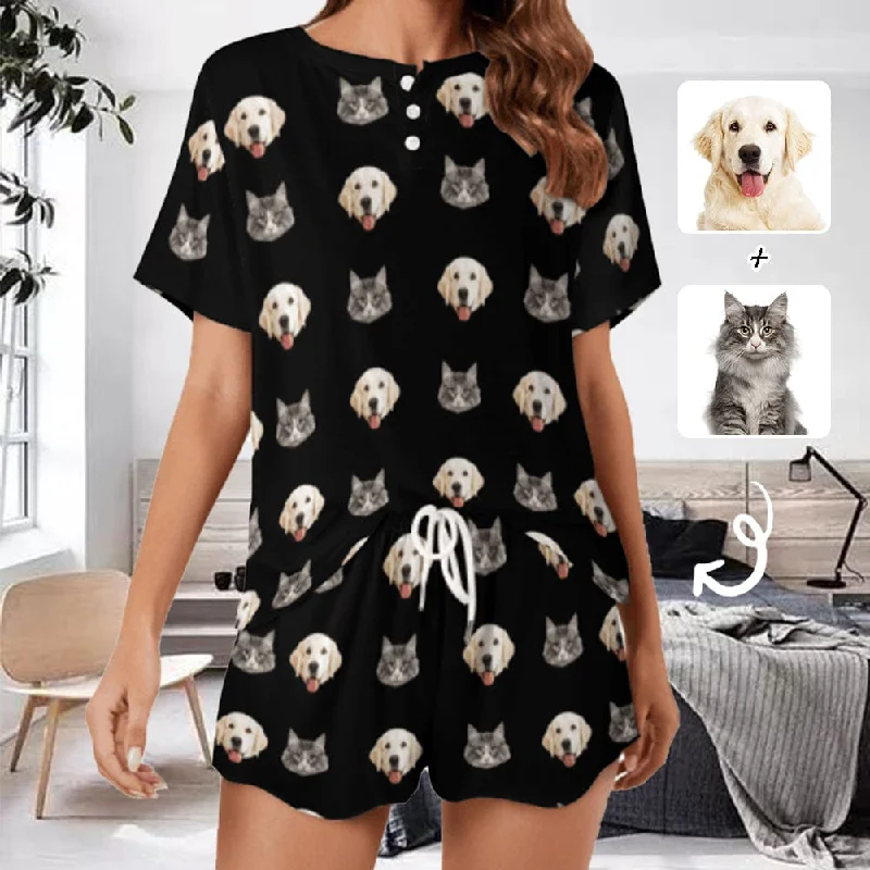 Custom Face Cute Pet Pajama Set Women's Short Sleeve Top and Shorts Loungewear Athletic Tracksuits Warm pajama sets Custom Face Cute Pet Pajama Set Women's Short Sleeve Top and Shorts Loungewear Athletic Tracksuits Warm pajama sets