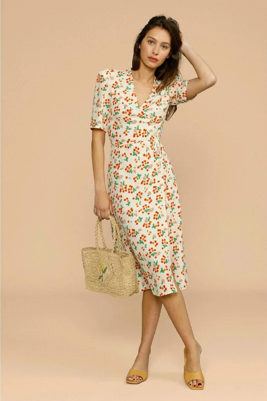 V Neck Slit Short Sleeve Dress Fall midi dresses