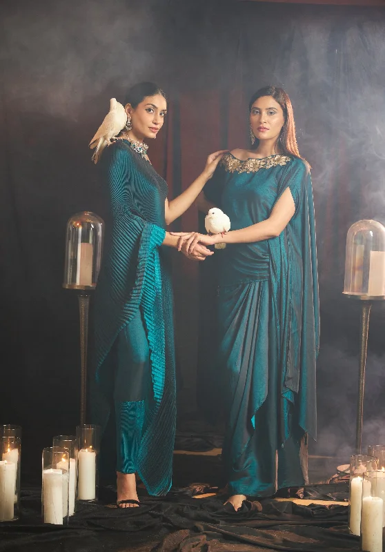 Avyah Divine Cape with Dhoti Skirt - Deep Teal Unique unclassified skirts