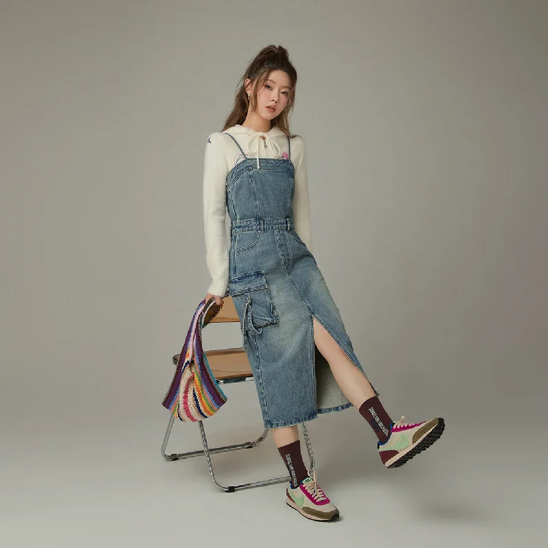 Bustier Denim Long Dress Minimalist maxi dresses