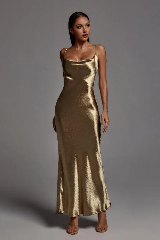 Metallic Gold Maxi Dress- Miss Molly brand Clubbing maxi dresses