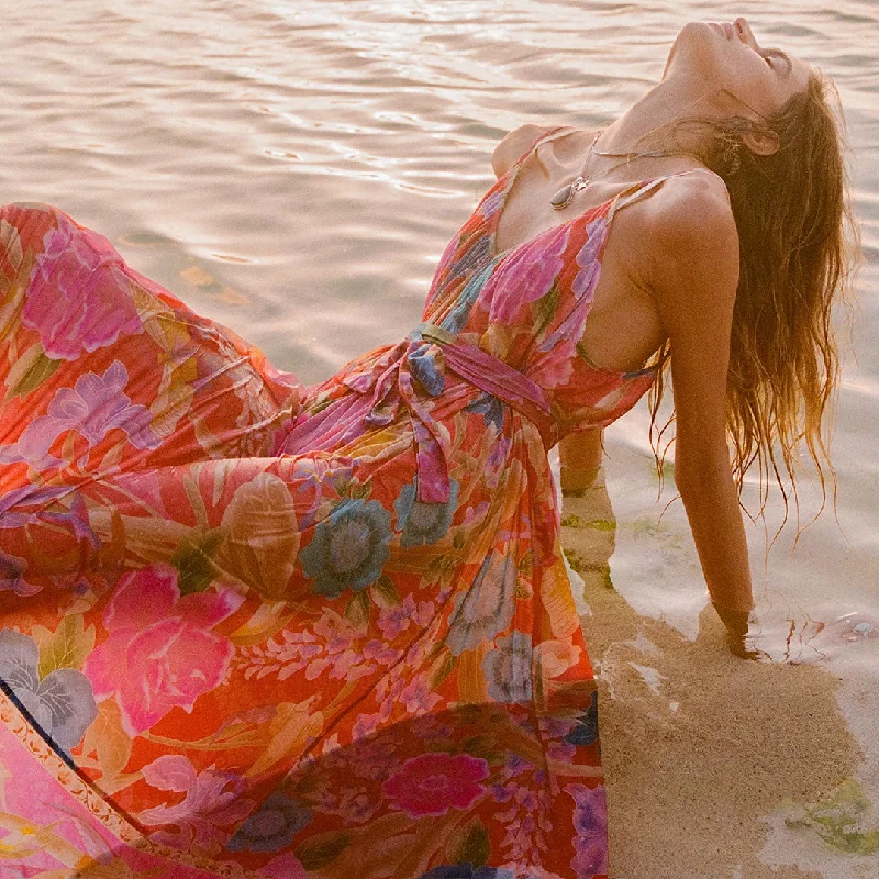 Painter's Garden Strappy Maxi Dress Affordable maxi dresses