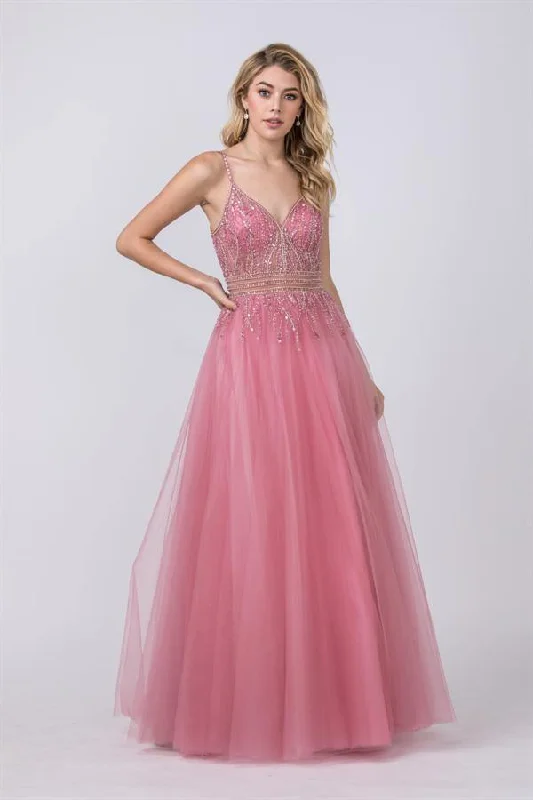 Long Formal Spaghetti Straps Beaded Prom Ball Gown Fashion Nova party dresses