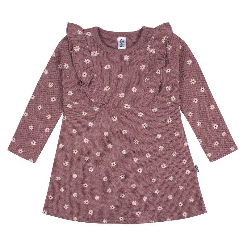 Infant and Toddler Girls Pink Daisies Dress with Ruffle Metallic unclassified dresses