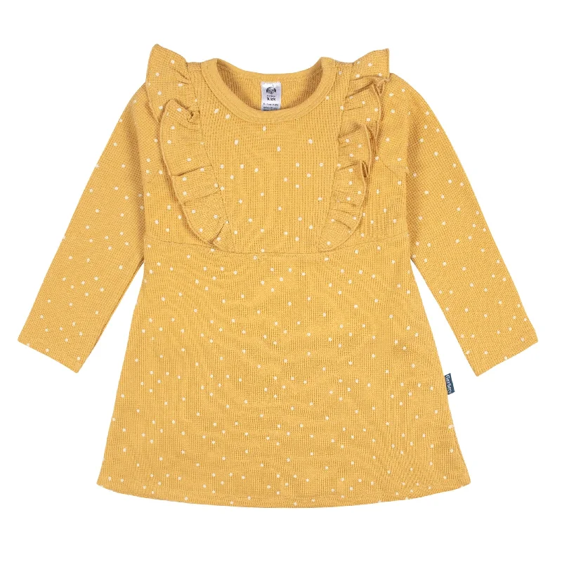 Infant and Toddler Girls Yellow Dots Dress with Ruffle Floral unclassified dresses