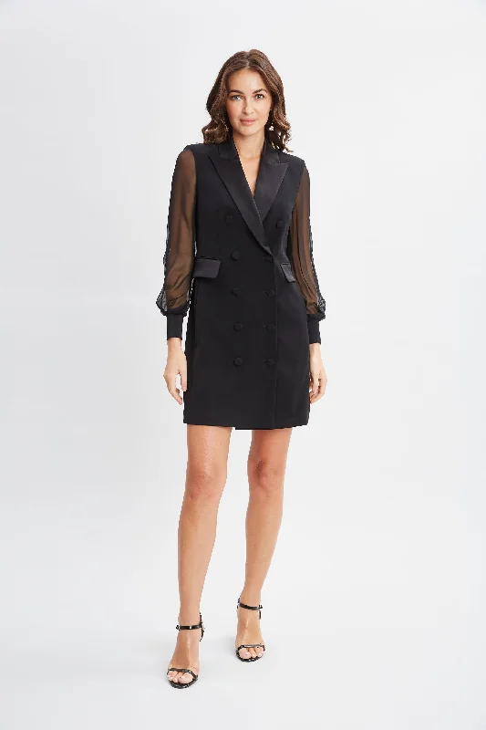 Chiffon Sleeve Blazer Dress Monochrome unclassified dresses