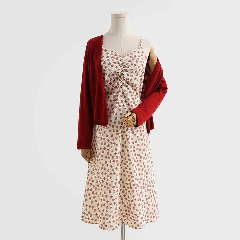 Corduroy dress floral suspender skirt foreign style two-piece temperament long skirt 2151 Elegant Long Skirt Corduroy dress floral suspender skirt foreign style two-piece temperament long skirt 2151 Elegant Long Skirt