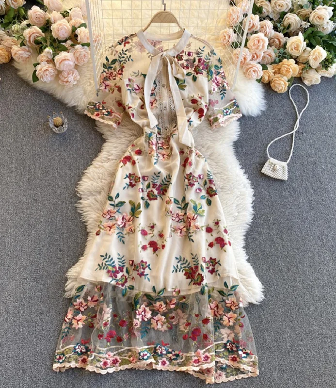Cute A line dress with embroidery  829 Casual chic unclassified dresses
