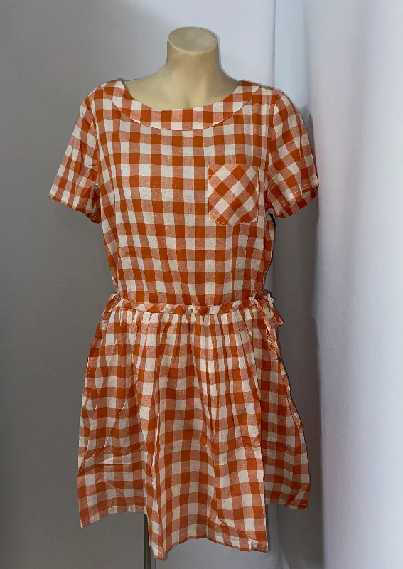 Doe and Rae Ladies Orange Check Dress - On Sale Petite unclassified dresses