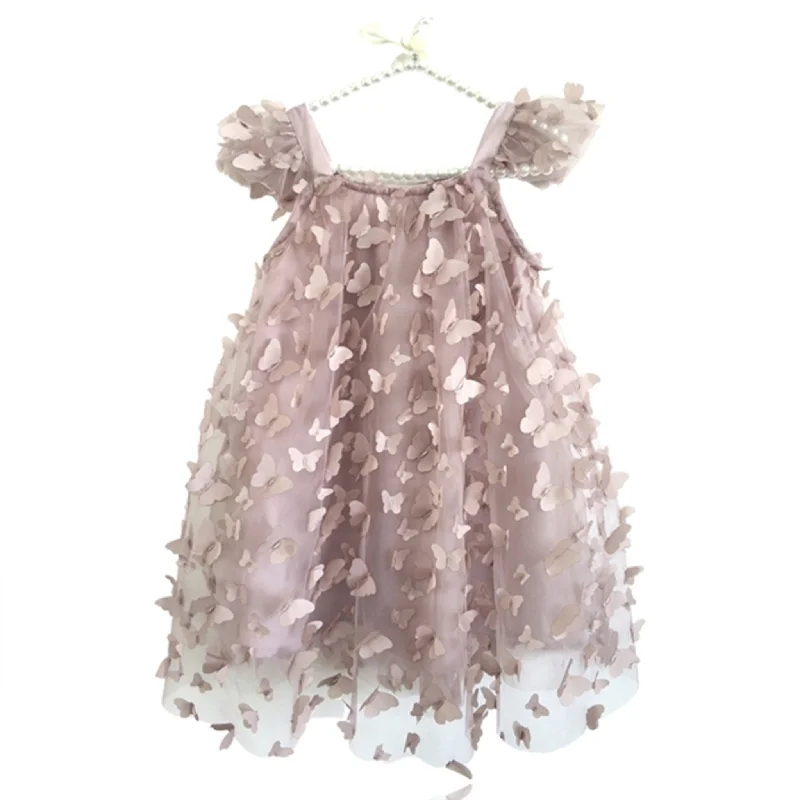 Dolly by Le Petit Tom Allover Butterflies Tutu Dress Mauve Ruffled unclassified dresses