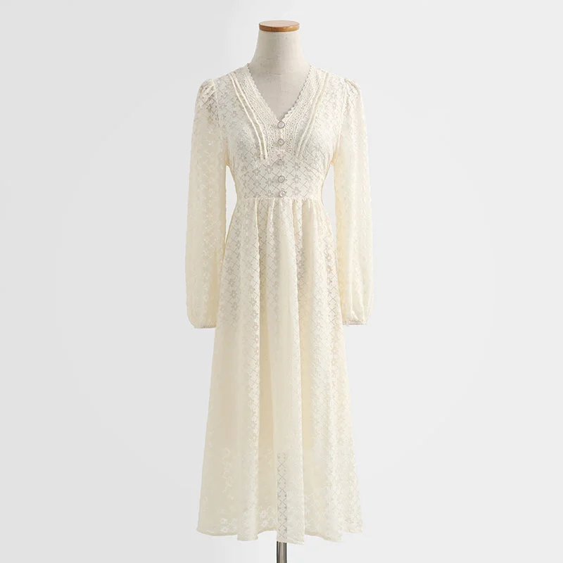Dress long sleeved fairy lace skirt with thin waist, retro white first love skirt 2337 Comfortable Long Skirt Dress long sleeved fairy lace skirt with thin waist, retro white first love skirt 2337 Comfortable Long Skirt