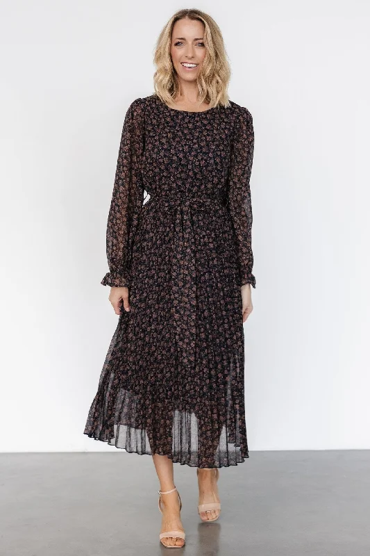 Edith Pleated Dress | Navy + Copper Halter unclassified dresses