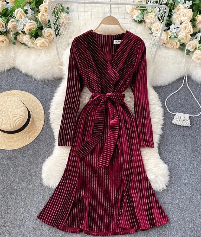 Elegant v neck velvet dress fashion dress  892 Festival unclassified dresses