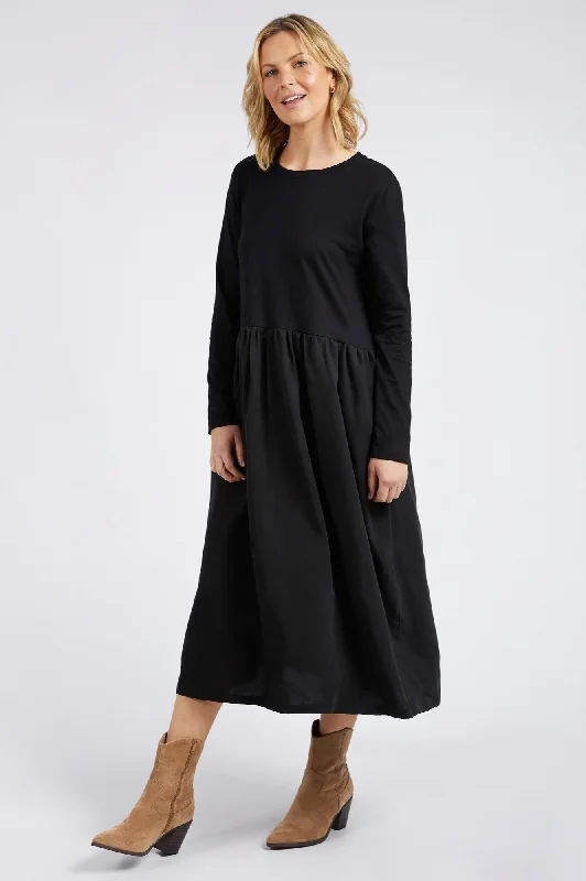 Elm Parker L/S Dress Black Y2K unclassified dresses
