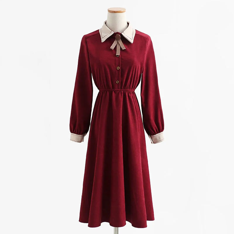 Long sleeved dress, academic style, thin temperament, knee length skirt, French long skirt, female 2159 Soft Flow Maxi Long sleeved dress, academic style, thin temperament, knee length skirt, French long skirt, female 2159 Soft Flow Maxi