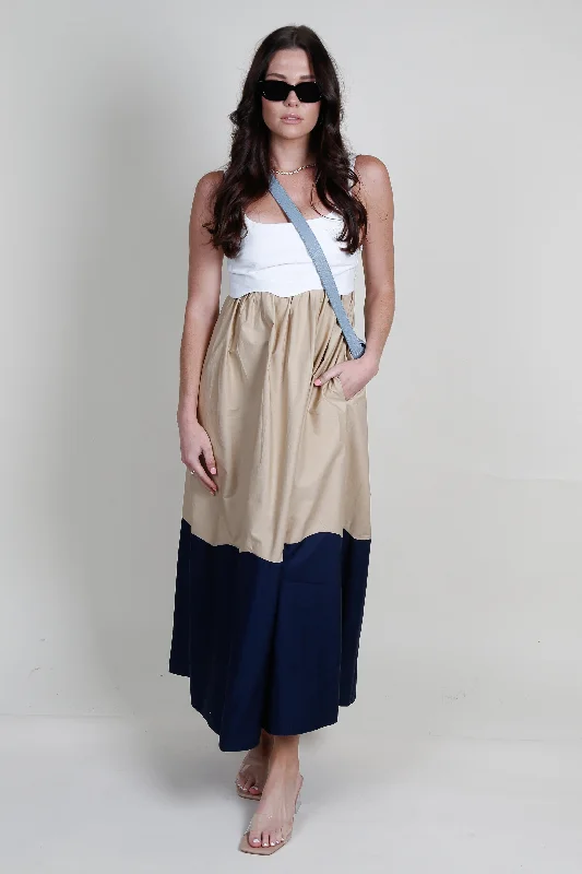 MON RENN | Formation Sundress - White Sand/Navy Popular unclassified dresses