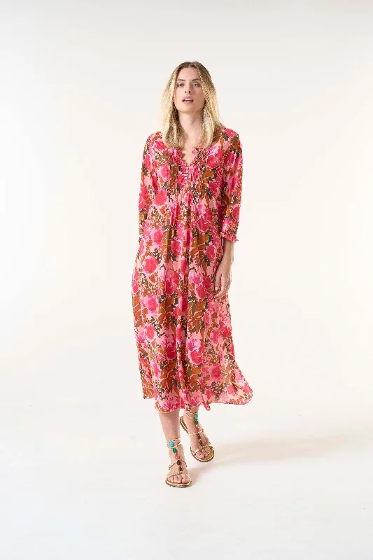 Paloma long poppy rose Tulle Layered Maxi