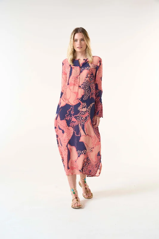 Portofino Long genie coral Soft Ruffled Maxi