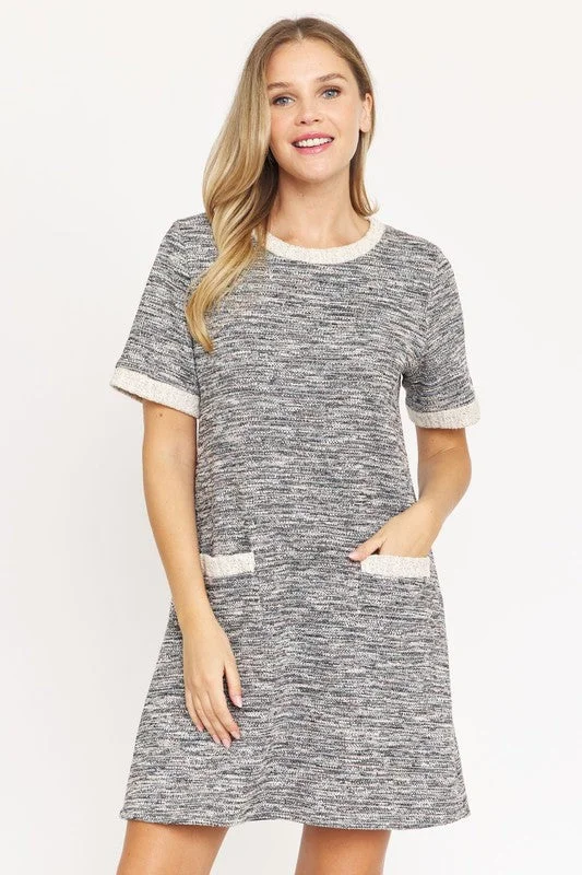 Preppy Tweed Shift Dress Minimalist unclassified dresses
