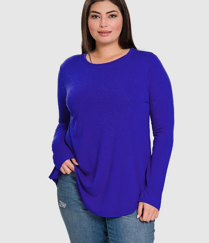 Long Sleeve Round Neck Top - Blue (ready to ship) Tulle Layered Maxi