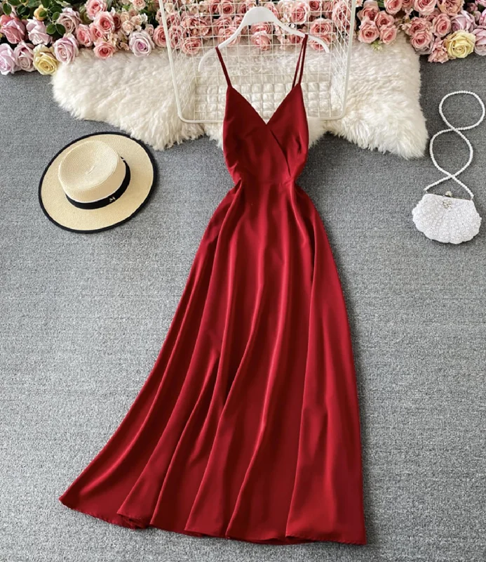 Simple A line v neck dress  764 Chiffon unclassified dresses