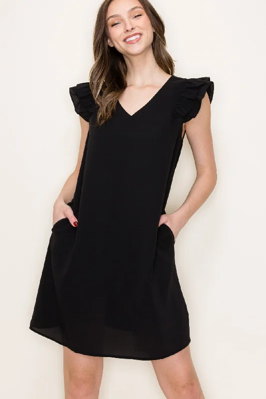 Solid Shift Dress in Black Anniversary unclassified dresses
