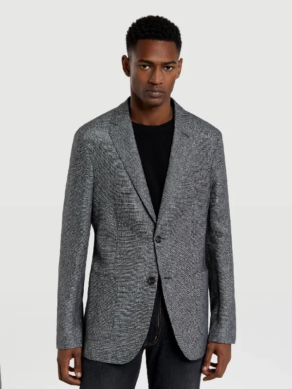 Unstructured plain hopsack linen blazer Fashionable unclassified dresses