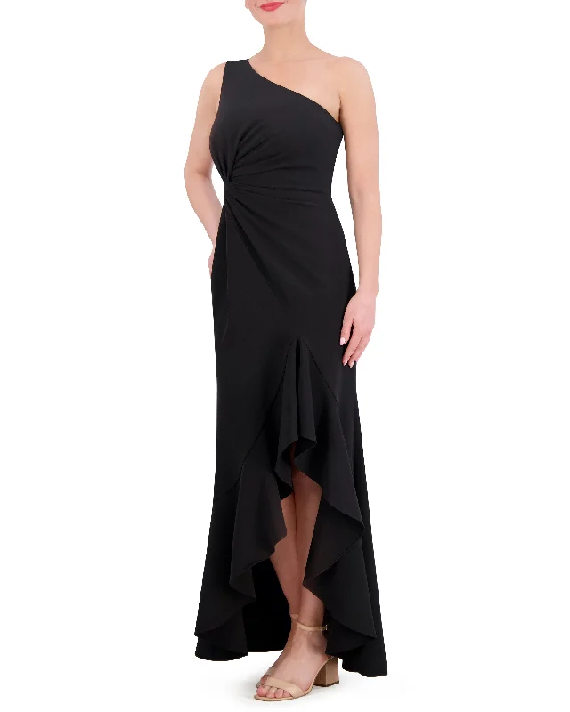 Ruffled One-Shoulder Twist-Front Gown Casual unclassified dresses
