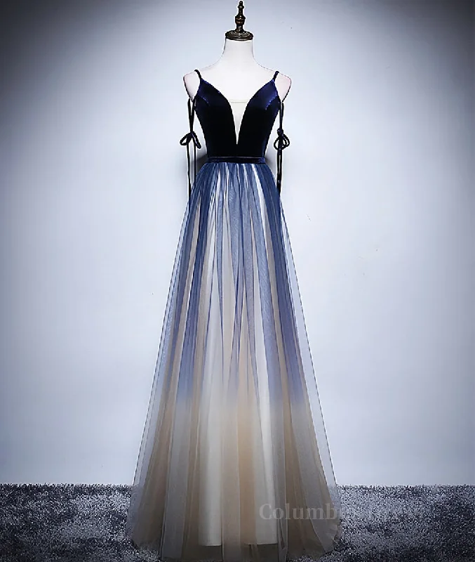 Dark blue tulle long Corset Prom dress, blue evening dress outfit White Tulle Dress
