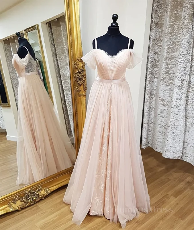 Pink sweetheart neck tulle long Corset Prom dress, pink evening dress outfit Tulle Wedding Gown