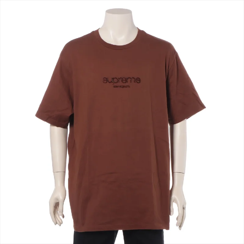 Supreme Beaded Logo Cotton T-shirt Brown Casual Fit Shirt